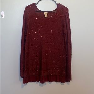 Burgundy blouse with a little bit of sparkle